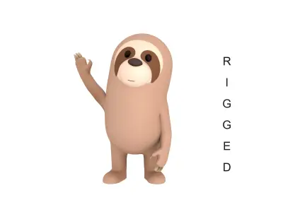 Rigged Cartoon Sloth 3D model