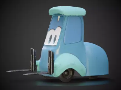 Stylized Cartoon Forklift Character Low-poly 3D model