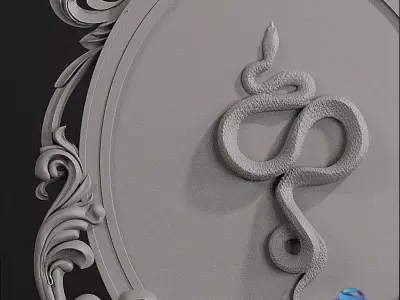 Baroque Ornamental Frame with Snake - Home Decor  20cm-40cm  3D print model