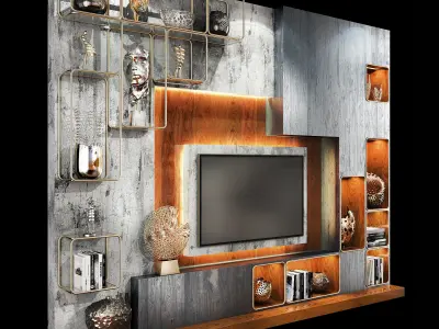 TV Wall Units set 06 3D model