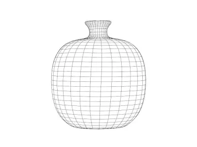 Tiny Vintage Painted Wooden Vase Pot 3D model