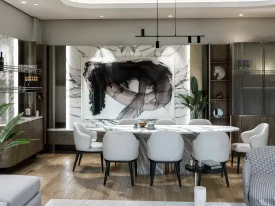 Modern Luxury Living Room Furniture Set SKP 3D model