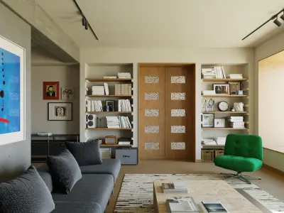 Eclectic Style Living Room Interior Scene 3D model