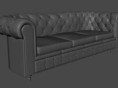 Chesterfield Charleston sofa leather  Low-poly 3D model