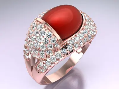 Oval Stone Ring - GN247 3D print model