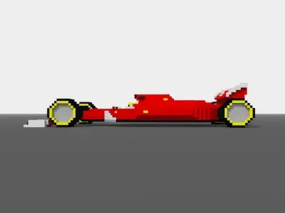 Voxel F1 Car Low-poly 3D model
