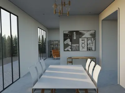 dinning set dining table with six chairs Free 3D model buy