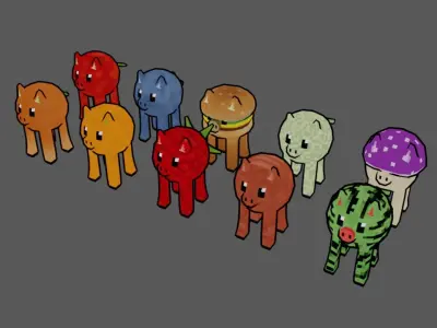 Circular Pigs Low-poly 3D model