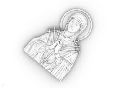 virgin mary 7 swords bas relief  3D print model