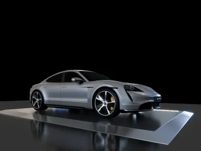 Porsche Car DIsplay Stand - 06m x 04m 3D model  - CAR INCLUDED 3D model