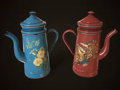 Old classic coffee kettle Low-poly 3D model