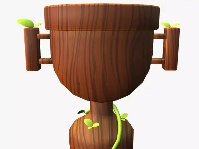 Cartoon Wooden Trophy Low-poly 3D model