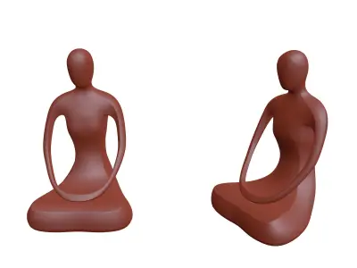 Abstract Meditation Woman Figurine Low-poly 3D model