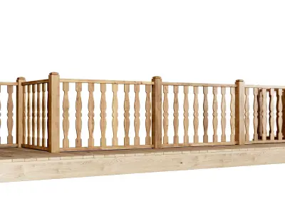 Wooden stair fencing D01  3D model