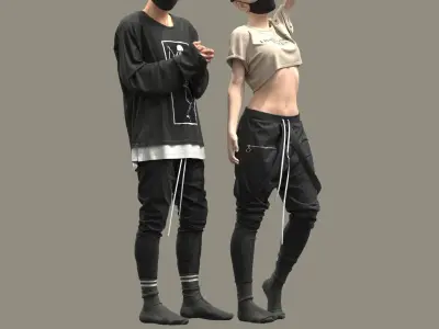 Male and Female Outfits 3D model