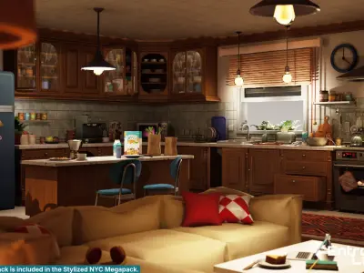 Stylized New York Apartment Modular NYC Unreal Engine Low-poly 3D model