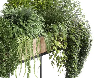 stand plant box Indoor plant 184 wood vase pot fern grass 3D model