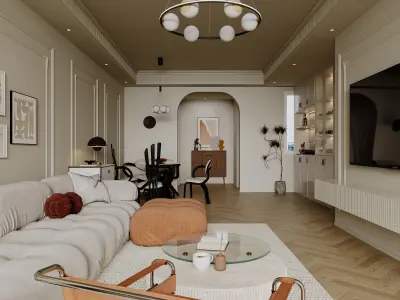 luxury living room dining room interior scenes 42 3D model purchase