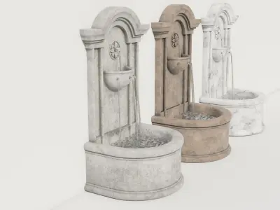 Wall Fountain THREE in ONE plus BONUS Low-poly 3D model
