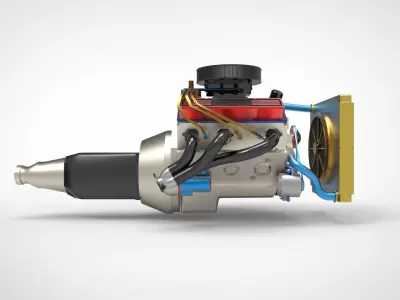 Pickup and SUV Truck Engine Low-poly 3D model