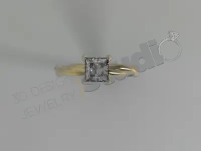 Luxury engagement solitaire rope ring 3d model 3D print model