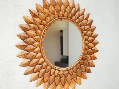 Round Carved Lotus Mirror 3D model
