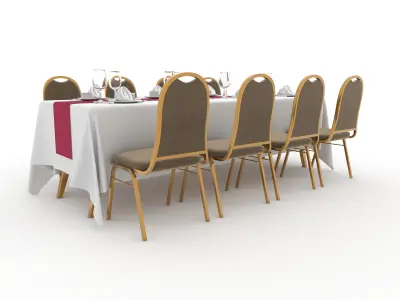 Banquet Table and Chair 90 3D model