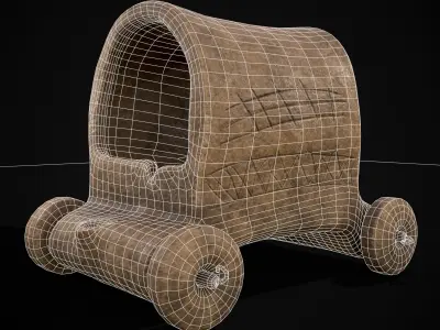 Clay Toy Wagon  Low-poly 3D model