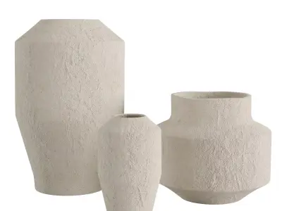 Set of 3 paper vases 3D model