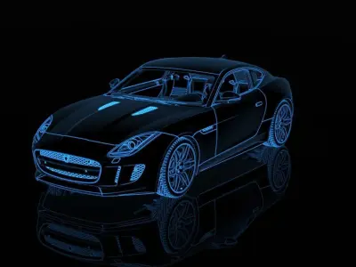  Jaguar holographic image effect---C4D rendering AE synthesis 3D model