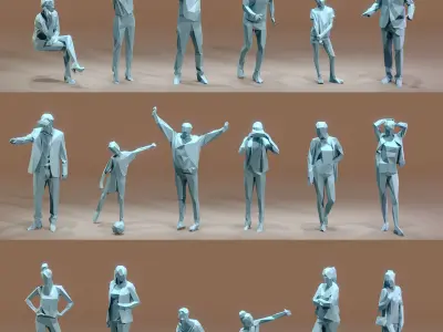 Paper People Low-poly 3D model
