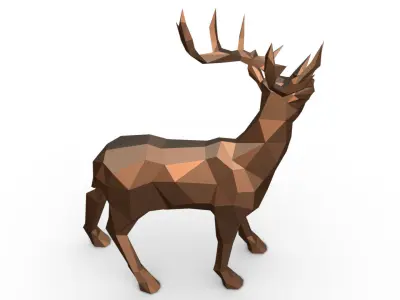 deer low poly polygonal 3D print model