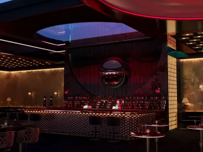 VIP CLUB BAR RESTAURANT ROOF TOP PUB RENDER READY SCENE 3D model