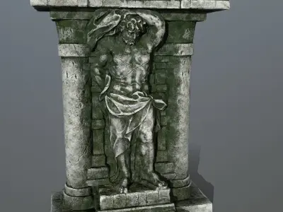 statue 2 three pillars Low-poly 3D model