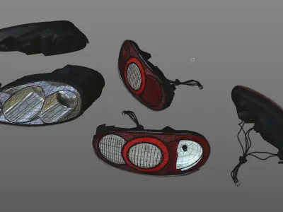 Car Head and Taillights Low-poly 3D model