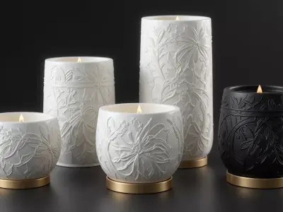 Candle Holder Diffuser Set 3D Model Modern Home Decor Low-poly 3D model