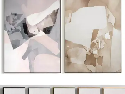 Plaster Two Photo Frame 308 Low-poly 3D model