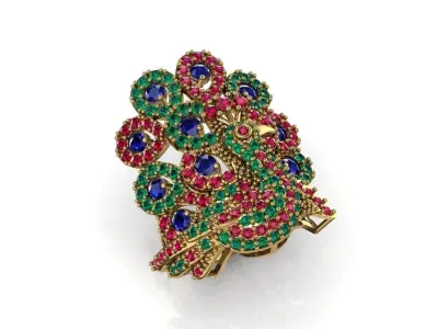 peacock ruby sapphire emerald luxury ring version 2 3D print model