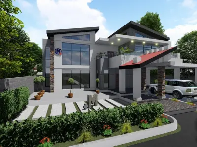 Modern Black and gray house 3D model