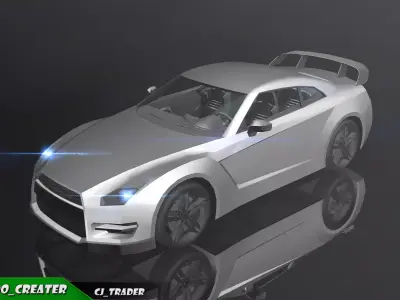 Low-poly Racing Spoiler Car 3D Model Low-poly 3D model