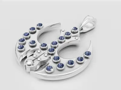 Crescent t Trident  PENDANT  3D print model