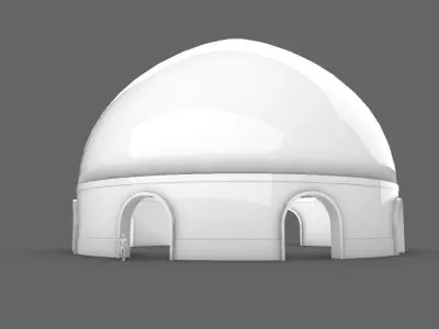 Dome Pavilion with Solid Dome with Top Opening v3 3D model