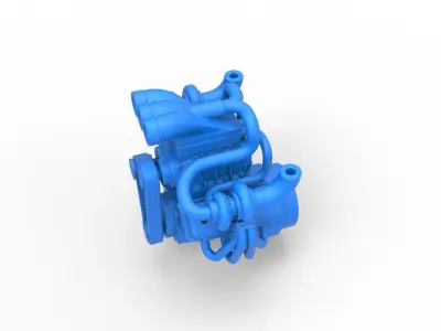 Twin turbo supercharged V8 Engine Version 2 Scale 1 to 25 3D print model