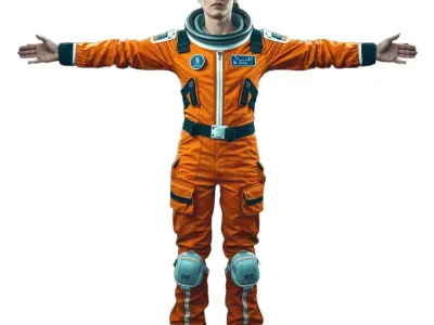 Vibrant Orange Space Suit model pack Low-poly 3D model