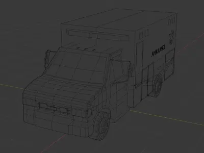 Low Poly gameready Ambulance car Low-poly 3D model
