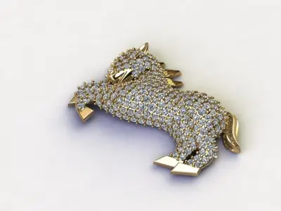 Horse Pendant jewelry with diamond  3D model