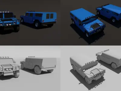 5 low poly urban cartoon cars Low-poly 3D model