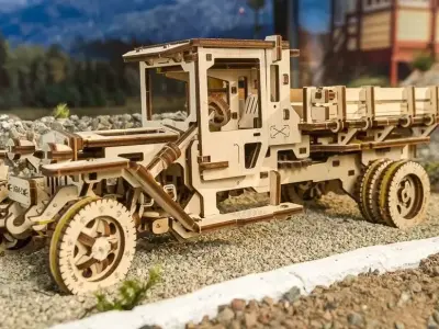 3D Wooden Vintage Truck Mechanical Puzzle Model 3D model