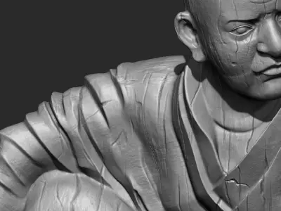 Luohan Wooden Character Sculpture Zbrush 2019 HighPoly 3D model