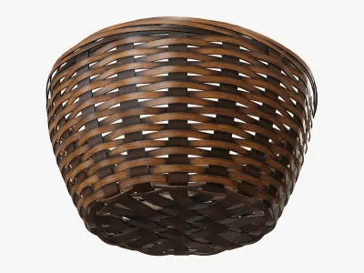 Wicker basket bowl with clipping path dark brown 3D model